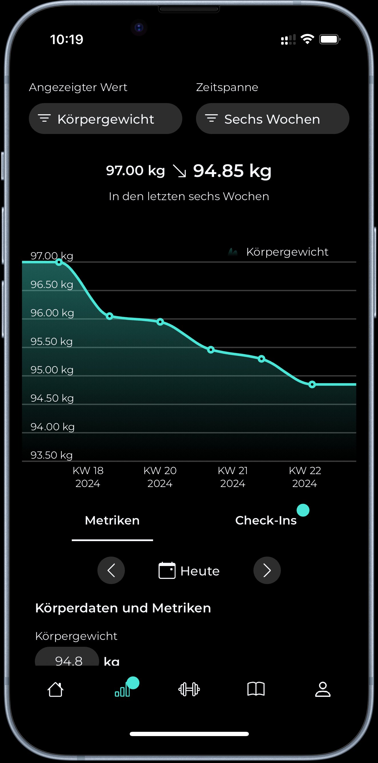 Gewichtsverlauf tracken in der App